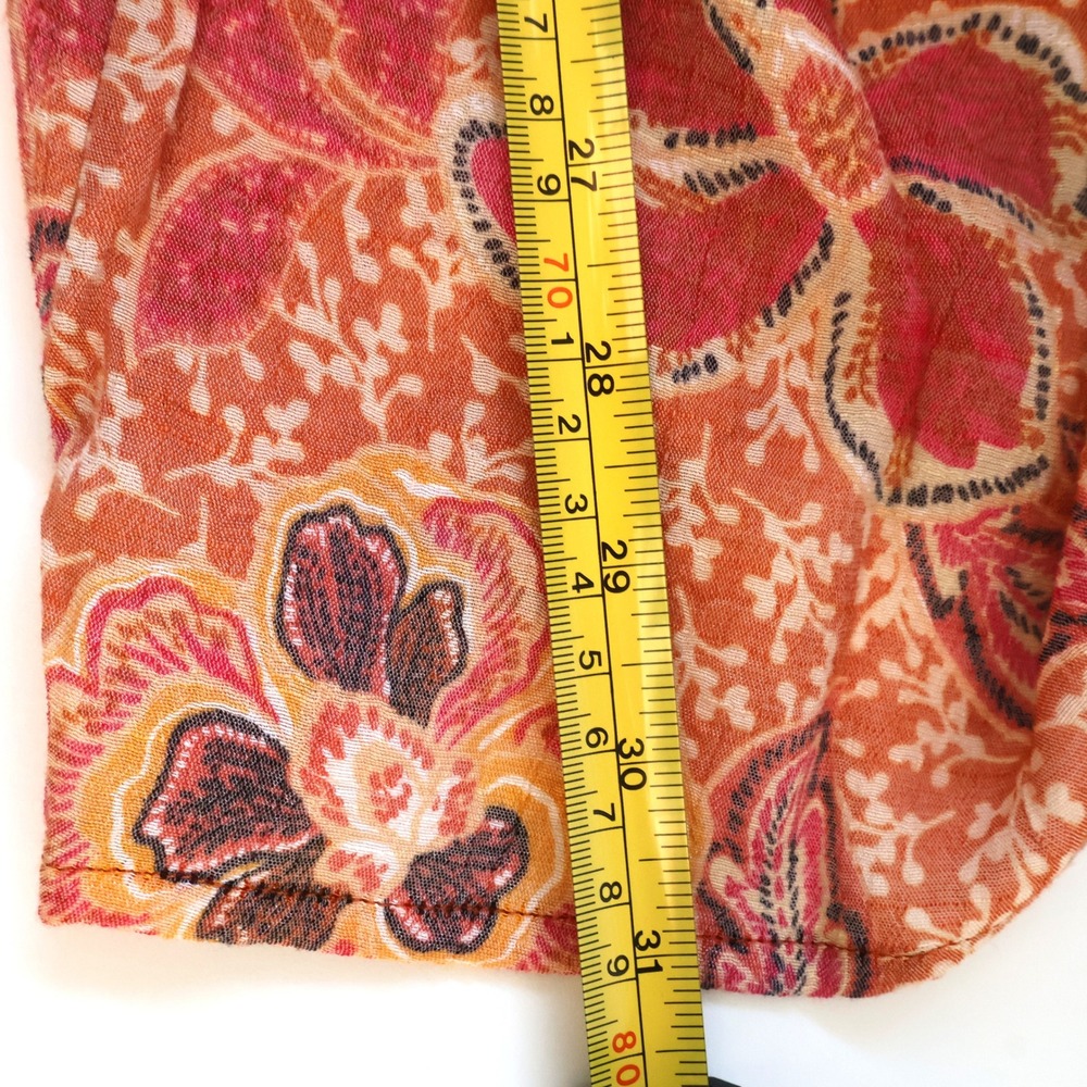 Nanette Lepore Orange Floral Tiered Wide Leg Pants Women's Medium Boho Artsy - Picture 9 of 12